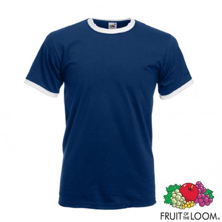 T-SHIRT RINGER PROFILO BIANCO - BLU NAVY