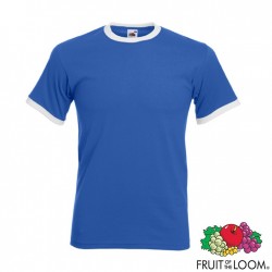 T-shirt ringer blu royal profilo bianco