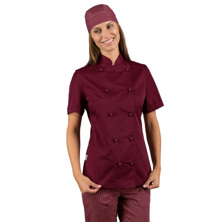 GIACCA LADYCHEF manica corta BURGUNDY 65% Pol. 35% Cot. ISACCO 057503M