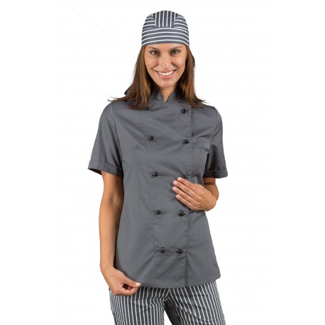 GIACCA LADYCHEF manica corta GRIGIO 65% Pol. 35% Cot. ISACCO 057512M