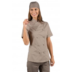 GIACCA LADYCHEF manica corta TORTORA 65% Pol. 35% Cot. ISACCO 057535M