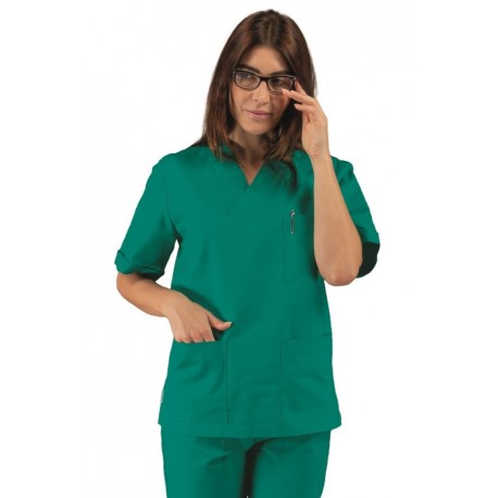 CASACCA COLLO A V VERDE CHIRURGIA manica corta UNISEX 100 % COTTON ISACCO 045904M