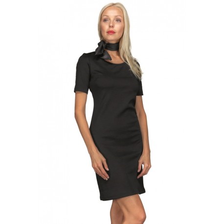 Kleid SIDNEY JERSEY MILANO kurze Ärmel Schwarz 96% Polyester 4% SPANDEX - ISACCO 007491M