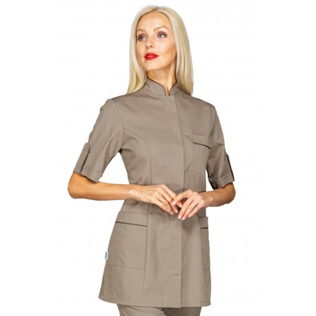 Tunic Antiguashort sleeveTaupe + profile Mud Color 65% Polyester - 35% Cotton ISACCO 003035M