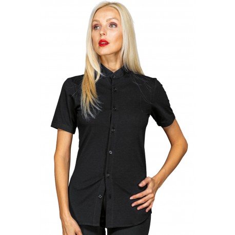 Camicia Portorico Unisex manica corta Nero 97% Cotone Jersey - 3% Spandex ISACCO 062701M