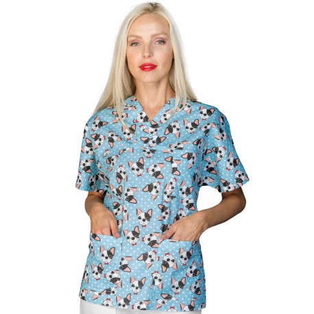 Tunic V-Neck Blue Dog ISACCO 045010