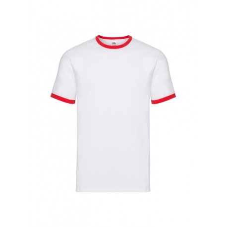 T-shirt ringer bianco con profili rossi