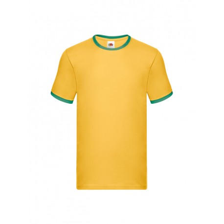 T-SHIRT RINGER PROFILO VERDE MELA - GIALLO