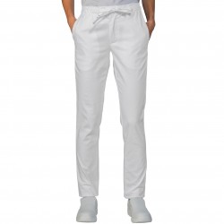 Pantalone Slim Zip Unisex Bianco 100 % Cotone ISACCO 043600