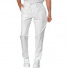 Pantalone Super Stretch Slim Zip Unisex Bianco 97% Cotone 3% Spandex ISACCO 043678